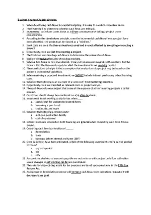 Business Finance Chapter 10 Notes