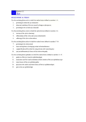 Eye Build Medical Terms