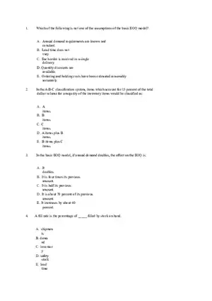 Which of the Following is Not One of the Assumptions of the Basic EOQ model