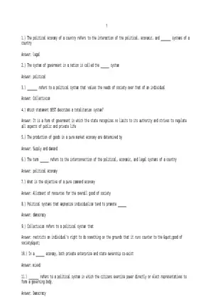 Select the Accurate Description of a Common PoliticalSystem