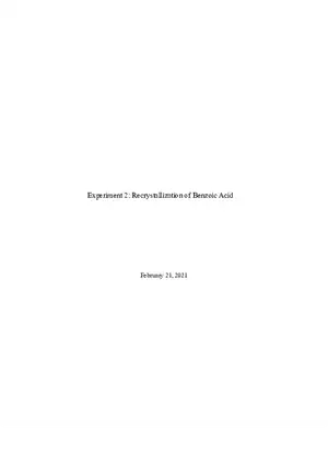 Recrystallization of Benzoic Acid