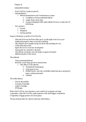 US History Final Exam Review Chapter 16