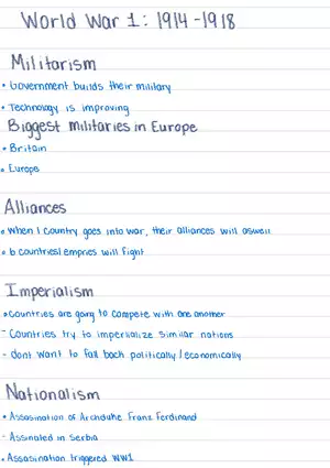 World War 1 Note