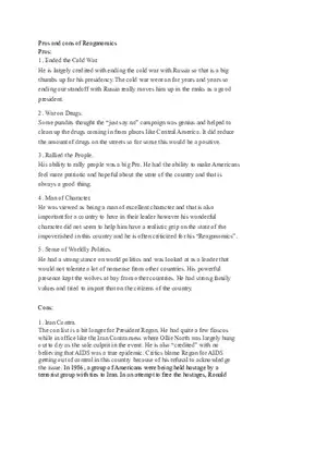 Pros and Cons of Reaganomics