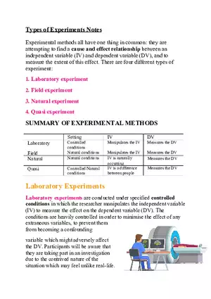 Types of Experiments Notes
