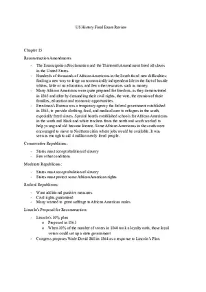 US History Final Exam Review Chapter 15