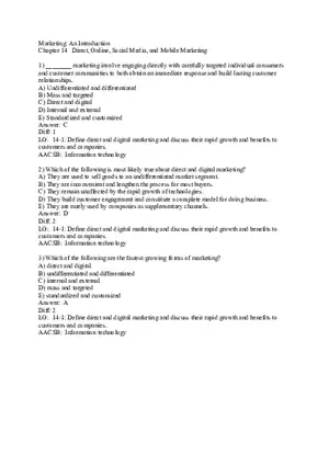 Chapter 14 Direct, Online, Social Media, and Mobile Marketing Part 1