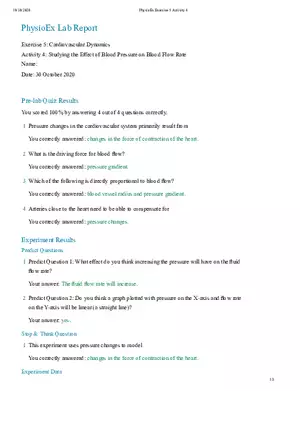 Exercise 5 Cardiovascular Dynamics