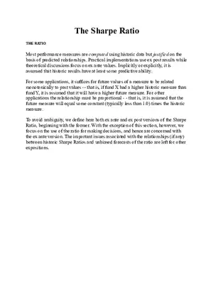 The Sharpe Ratio Notes