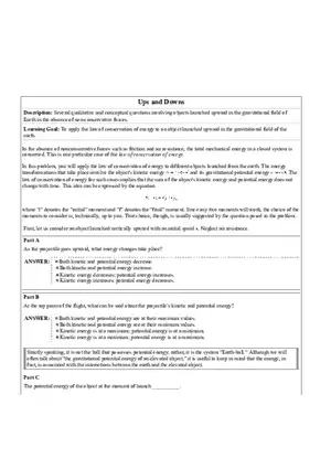 Law of Conservation of Energy Assignments