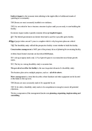 Indirect Impact (True or False Answer Key)