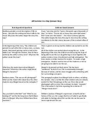 All Summer in a Day Questions