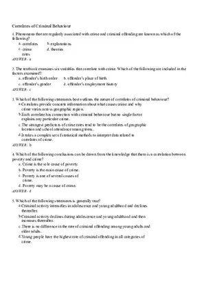 Correlates of Criminal Behaviour Test (Answer Key)