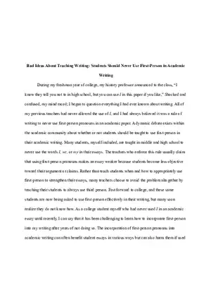 Essay - Students Should Never Use First-Person in Academic Writing