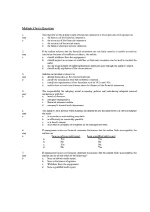 Auditing and Assurance Test (Answer Key)