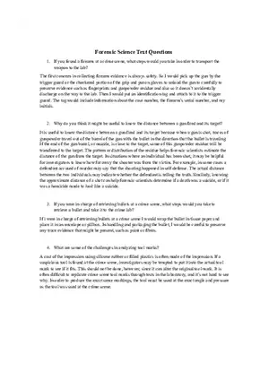 Forensic Science Text Questions