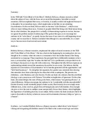 Color Blind or Color Brave (Summary)