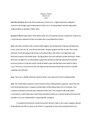 Conley v Gibson - Glover Civ. Pro. Case Brief