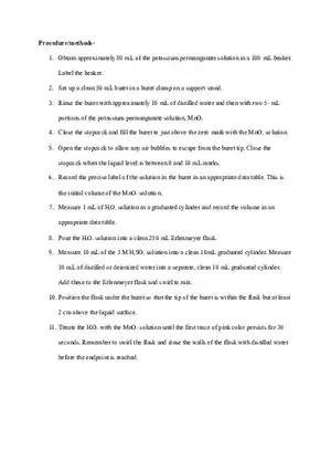 Lab - Analysis of Hydrogen Peroxide