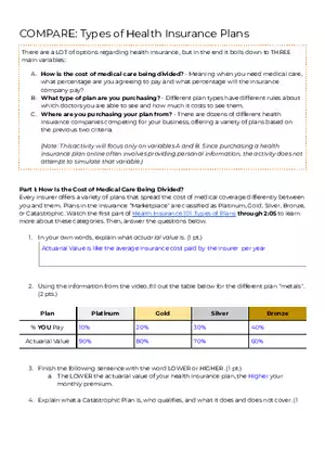 11-5 Types of Health Insurance Plans