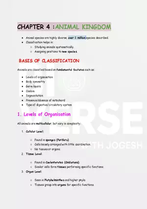 Chapter 4: Animal Kingdom Basic Classification
