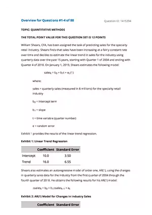 Quantitative Methods Overview for Questions #1-4
