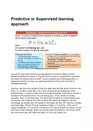 Predictive Or Supervised Learning Approach