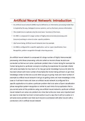 Introduction to Artificial Neural Network