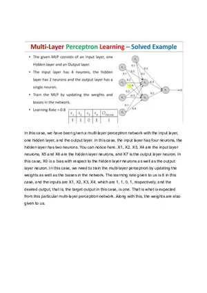 Multi-Layer Perceptron Learning - Solved Example