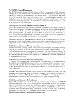 An Enron Scandal Summary