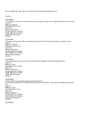 Ch2, Job-Order Costing Calculating Unit Product Costs Part 1