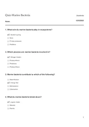 Quiz - Marine Bacteria