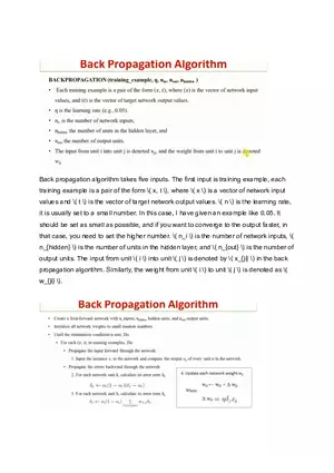 Back Propagation Algorithm