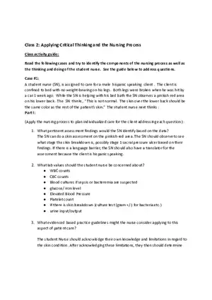 Applying Critical Thinking and the Nursing Process