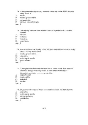 Psychological Disorders Answer Part 3