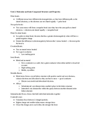 Unit 2 Molecular and Ionic Compound Structure and Properties