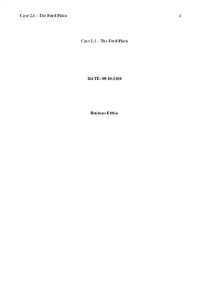 Case 2.1 – The Ford Pinto