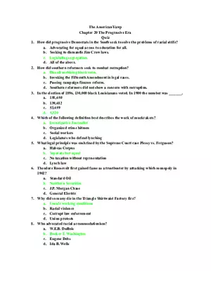 Chapter 20 The Progressive Era