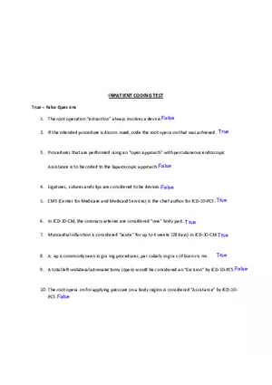Inpatient Coding Test