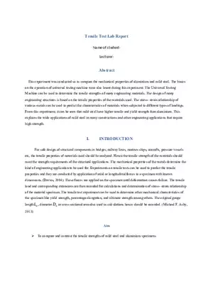 Tensile Test Lab Report