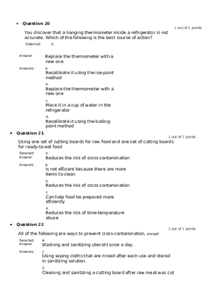 Servsafe Practice Exam Part 5