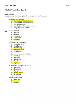 Medical Terminology Quiz #1