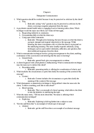 Chapter 6 Therapeutic Communication