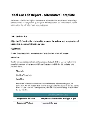 Ideal Gas Lab Report - Alternative Template