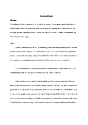 Aspirin Lab Report