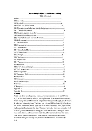 A Case Analysis Report on Ford Motor Company