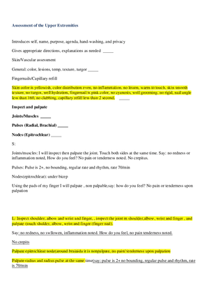 Assessment of the Upper Extremities