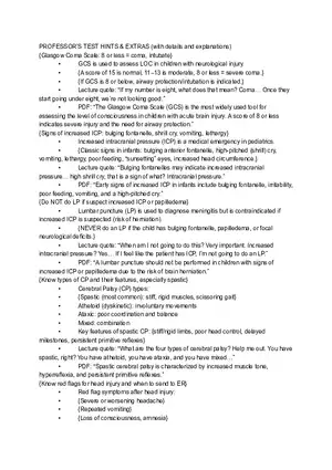 Pediatric Neurology: Test Hints & Key Concepts