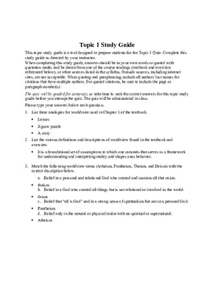 Topic 1 Study Guide