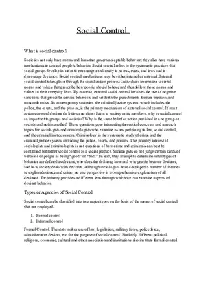 An Introduction to Social Control: Mechanisms, Types, and Applications